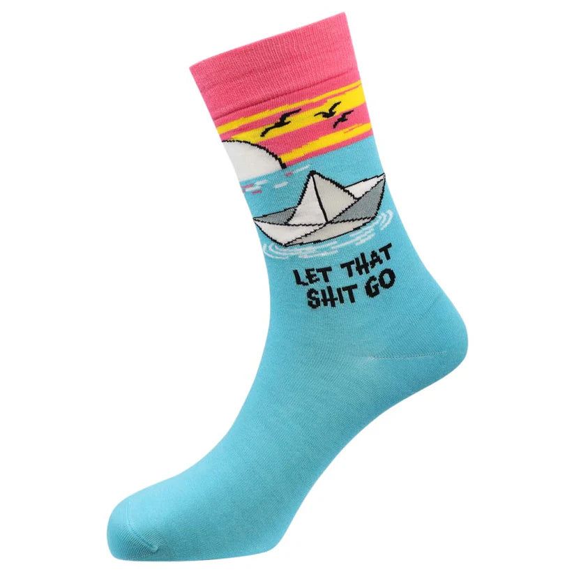 Let That Shit Go - Natural Bamboo Knit Socks - Mellow Monkey