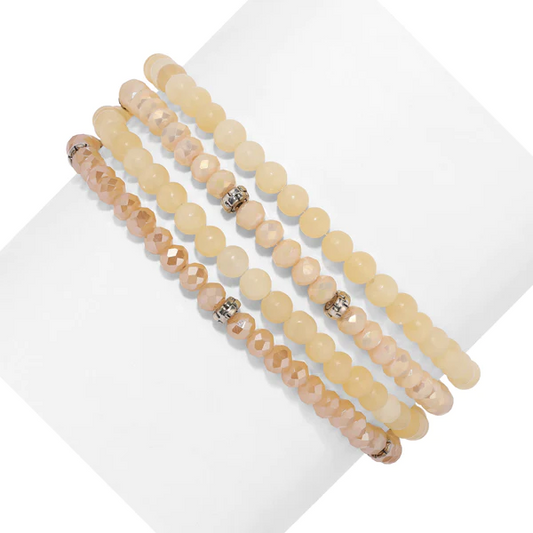 Mini Gemstone and Crystal Bracelet Set - Honey Onyx - Mellow Monkey