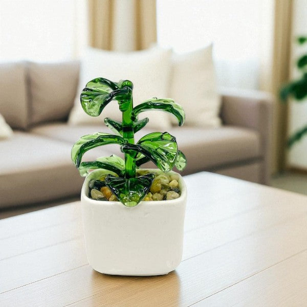 Fiddle Leaf - Milano Art Glass Plant - 3-3/4-in - Mellow Monkey