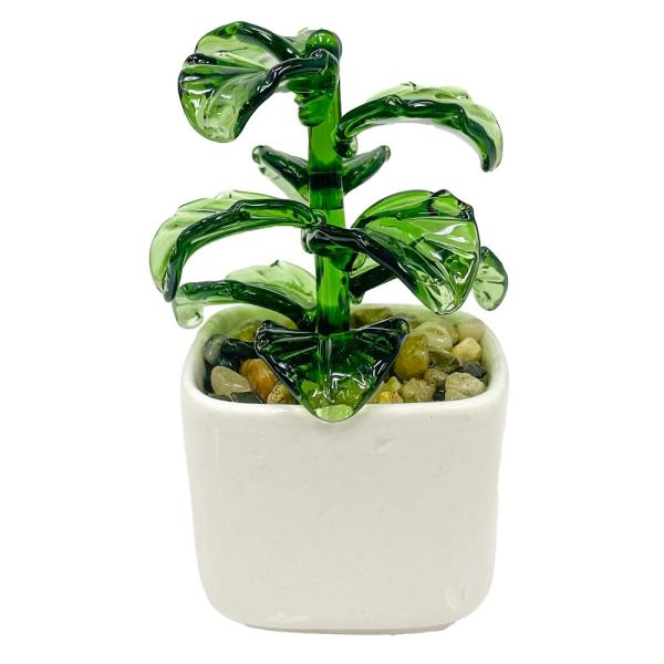 Fiddle Leaf - Milano Art Glass Plant - 3-3/4-in - Mellow Monkey