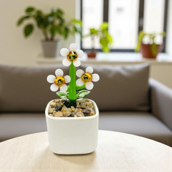 Daisy - Milano Art Glass Plant - 4-1/4-in - Mellow Monkey