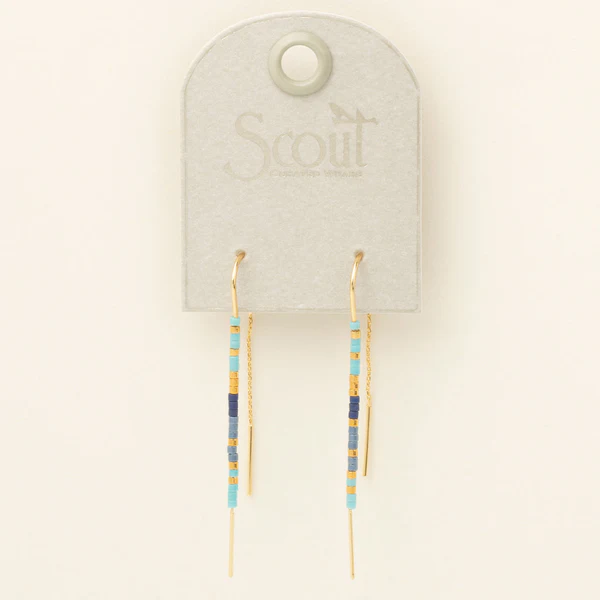 Chromacolor Miyuki Thread Earring - Cobalt Multi/Gold - Mellow Monkey