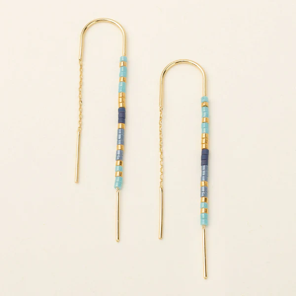 Chromacolor Miyuki Thread Earring - Cobalt Multi/Gold - Mellow Monkey
