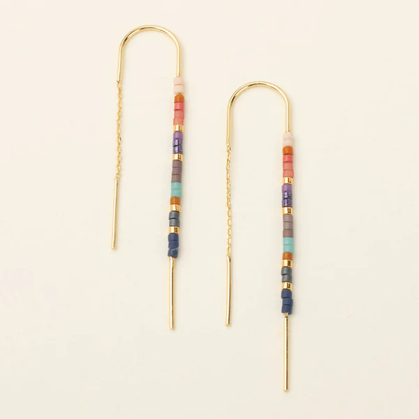 Chromacolor Miyuki Thread Earring - Dark Multi/Gold - Mellow Monkey