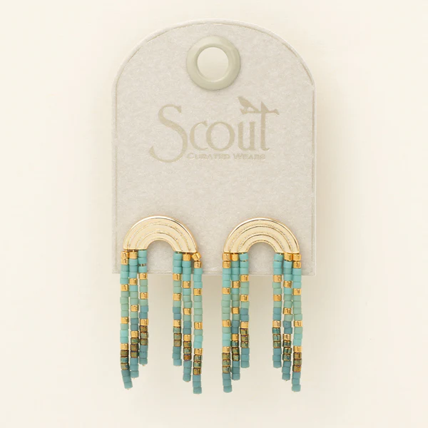 Chromacolor Miyuki Rainbow Fringe Earring - Turquoise/Mint/Gold - Mellow Monkey
