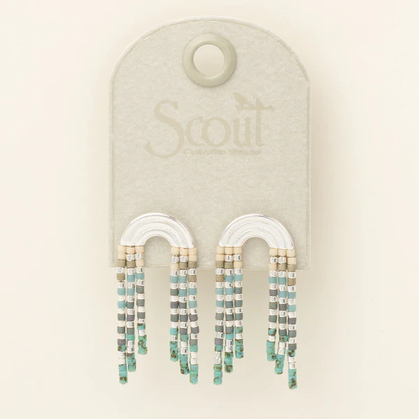 Chromacolor Miyuki Rainbow Fringe Earring - Turquoise Multi/Silver - Mellow Monkey