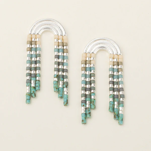 Chromacolor Miyuki Rainbow Fringe Earring - Turquoise Multi/Silver - Mellow Monkey