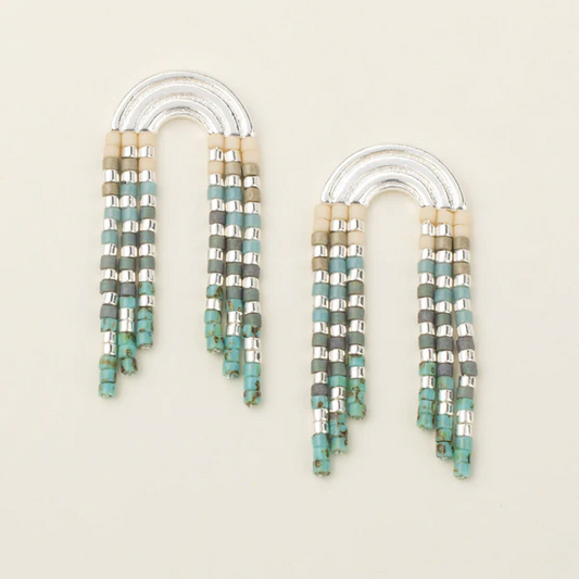 Chromacolor Miyuki Rainbow Fringe Earring - Turquoise Multi/Silver