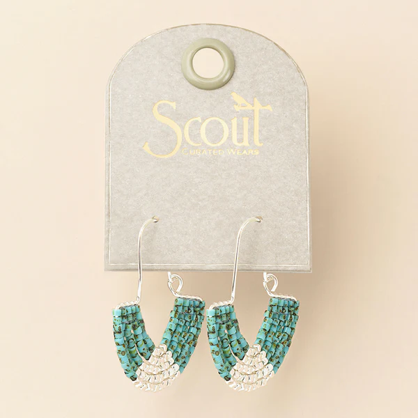 Chromacolor Miyuki U-Hoop Earring - Speckled Turquoise/Silver - Mellow Monkey
