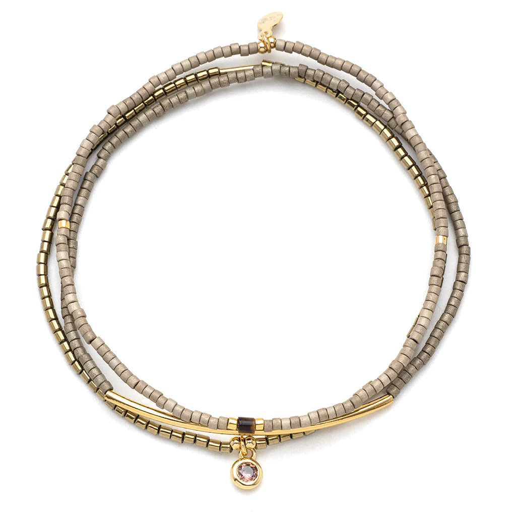 Chromacolor Miyuki Bracelet Trio - Pewter/Gold - Mellow Monkey