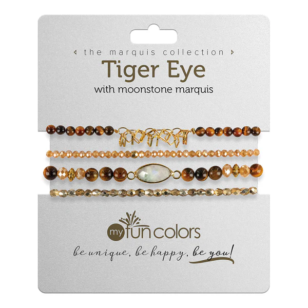 Tiger Eye with Moonstone Marquis Stack Bracelets - Mellow Monkey
