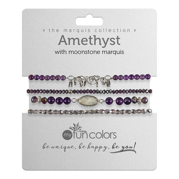 Amethyst with Moonstone Marquis Stack Bracelets - Mellow Monkey