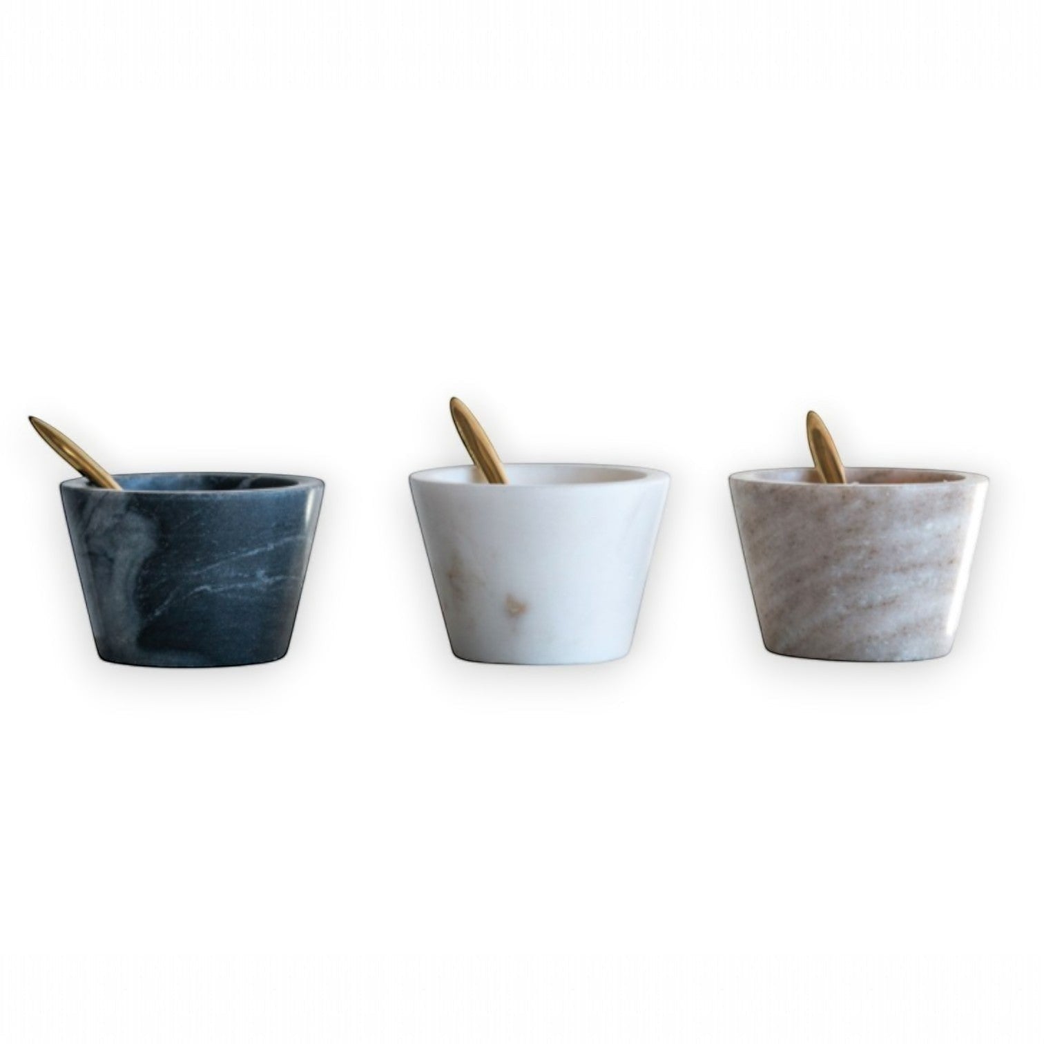 Marble Pinch Pot with Brass Spoon - Mellow Monkey