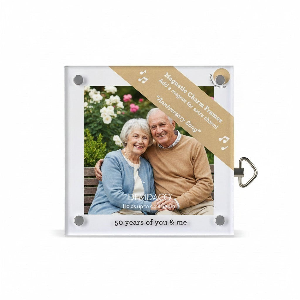 Mellow Monkey 50 Years Acrylic Musical Frame for 4x4 photo, plays Anniversary Song, holds 50 years of you & me.
