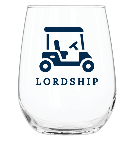Lordship Golf Cart Stemless Wine Glass - 17-oz - Mellow Monkey