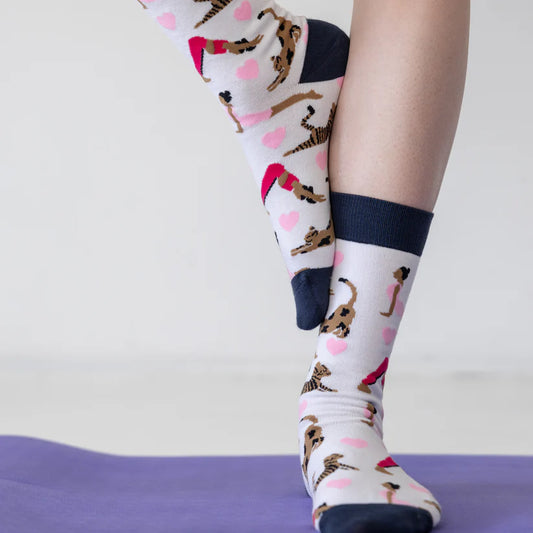Morning Stretch - Natural Bamboo Knit Socks - Mellow Monkey