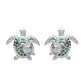 Green Mother & Baby Turtle Earrings With Crystals - Mellow Monkey