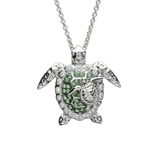 Mother & Baby Turtle Necklace With Crystals - Mellow Monkey