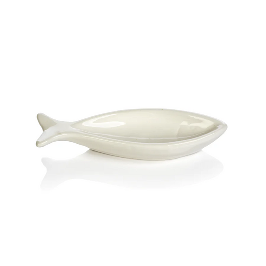 Coral Beach Ceramic Fish Bowl - Medium - 7-1/2-in - Mellow Monkey