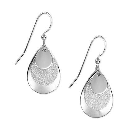 Silver Forest Silver Teardrop Trifector Earrings NE-0496 - Mellow Monkey