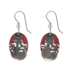 Silver Forest Snowman and Candy Canes Earrings - Mellow Monkey