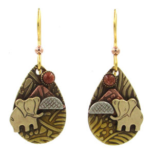 Silver Forest Gold Elephant Earrings NE-1478 - Mellow Monkey