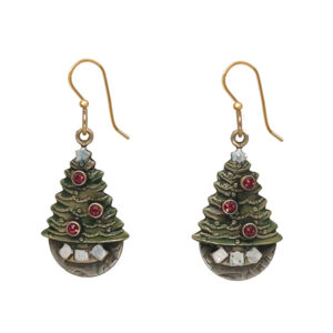 Silver Forest Holiday Tree with Presents Earrings - Mellow Monkey