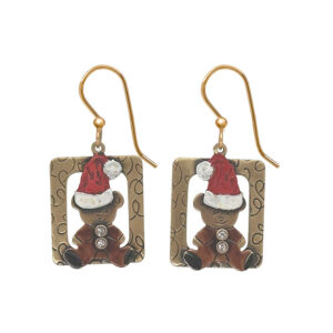 Silver Forest Teddy Bear and Santa Hat Earrings - Mellow Monkey