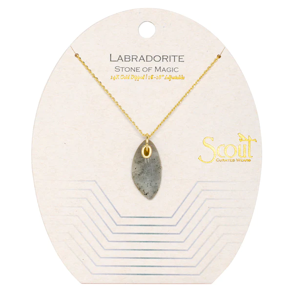 Labradorite Stone Gold Necklace - Stone of Magic - Mellow Monkey