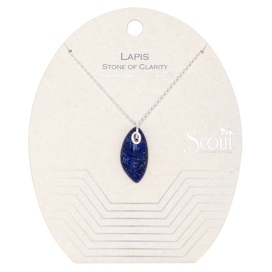 Lapis Stone Silver Necklace - Stone of Clarity - Mellow Monkey