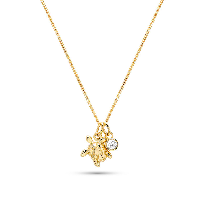 14kt Gold Lab Diamond Turtle Necklace - Deep Blue by Ocean Jewelry - Mellow Monkey