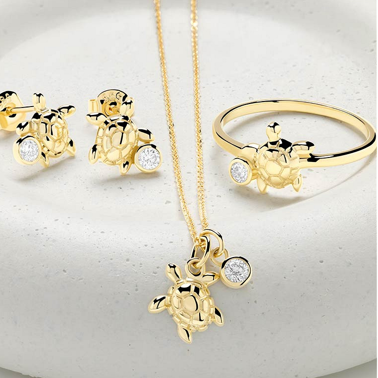 14kt Gold Lab Diamond Turtle Ring - Deep Blue by Ocean Jewelry - Mellow Monkey