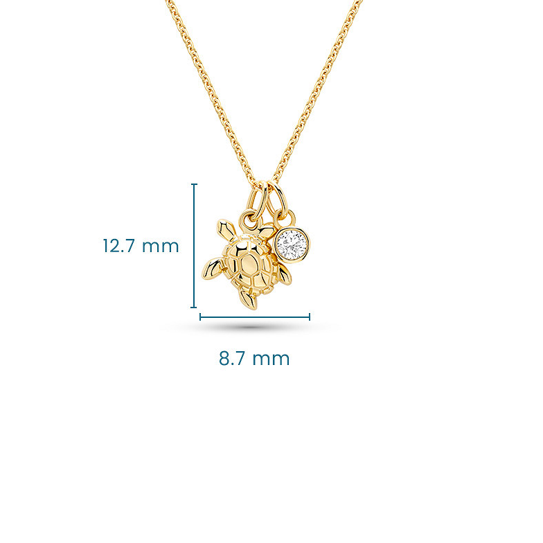 14kt Gold Lab Diamond Turtle Necklace - Deep Blue by Ocean Jewelry - Mellow Monkey