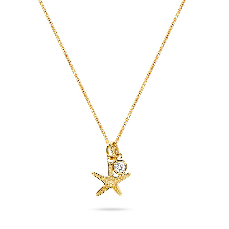 14kt Gold Lab Diamond Starfish Necklace - Deep Blue by Ocean Jewelry - Mellow Monkey