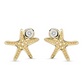 14kt Gold Lab Diamond Starfish Earrings - Deep Blue by Ocean Jewelry - Mellow Monkey