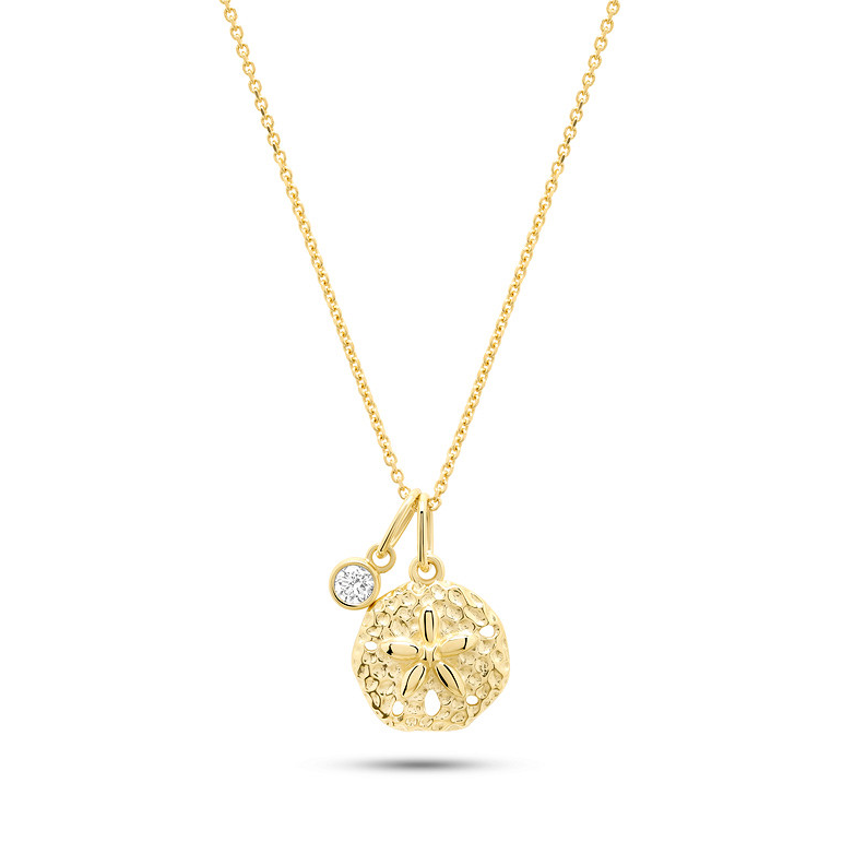 14kt Gold Lab Diamond Sand Dollar Necklace - Deep Blue by Ocean Jewelry - Mellow Monkey