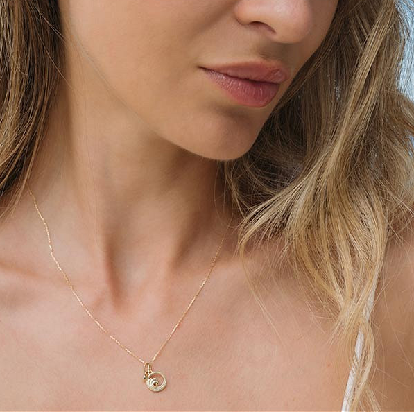 14kt Gold Lab Diamond Wave Necklace - Deep Blue by Ocean Jewelry - Mellow Monkey