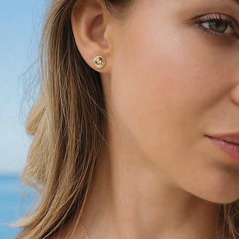 14kt Gold Lab Diamond Wave Earrings - Deep Blue by Ocean Jewelry - Mellow Monkey