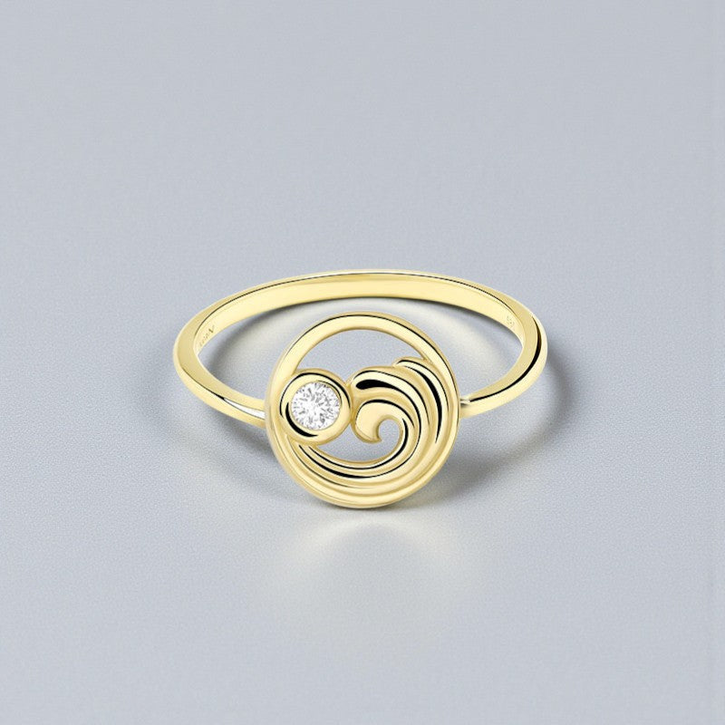 14kt Gold Lab Diamond Wave Ring - Deep Blue by Ocean Jewelry - Mellow Monkey