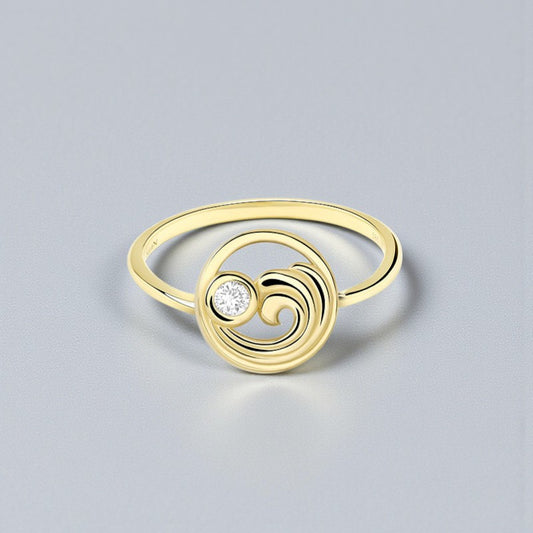 14kt Gold Lab Diamond Wave Ring - Deep Blue by Ocean Jewelry - Mellow Monkey