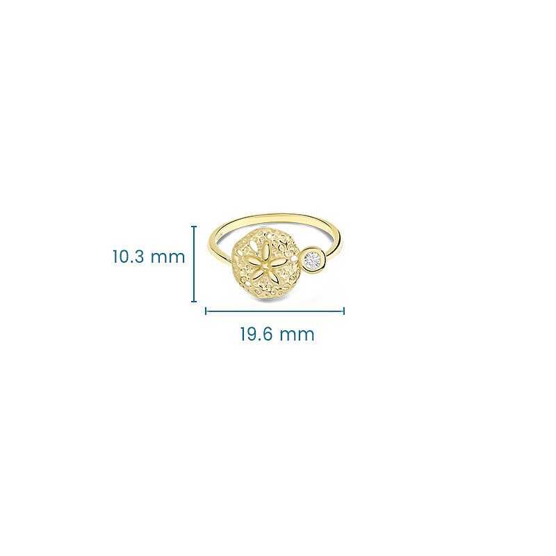 14kt Gold Lab Diamond Sand Dollar Ring - Deep Blue by Ocean Jewelry - Mellow Monkey