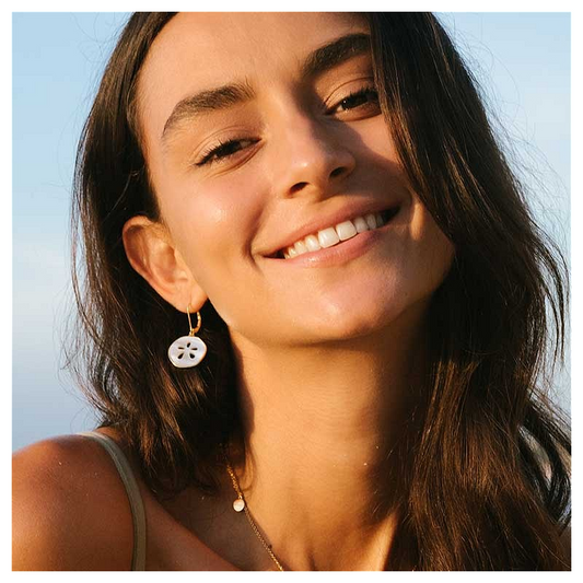 Sand Dollar Mother Of Pearl And 14kt Gold Drop Earrings - Mellow Monkey