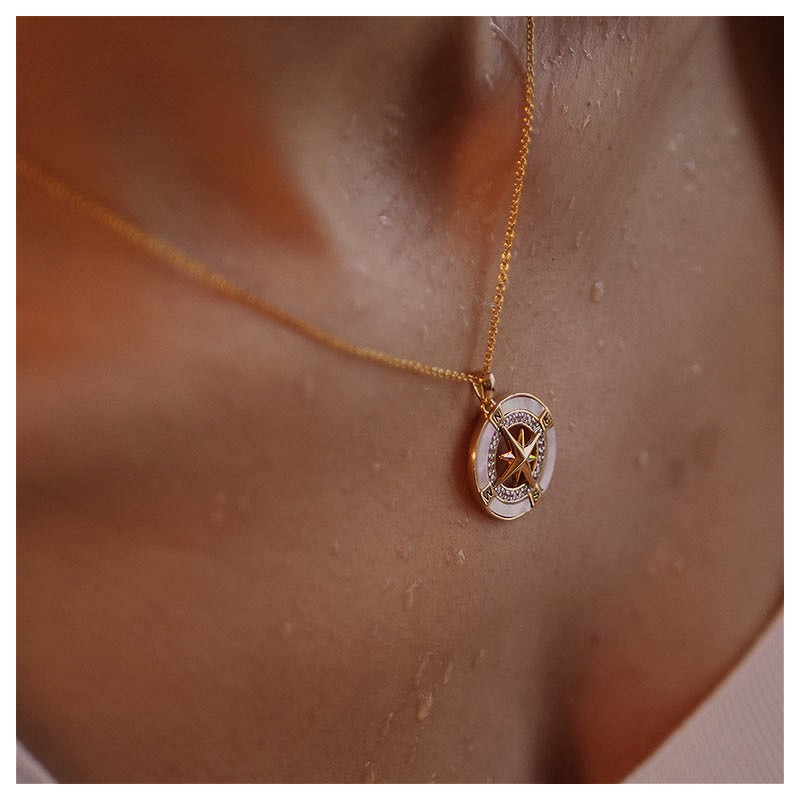 14kt Gold Vermeil Compass Necklace - Mellow Monkey