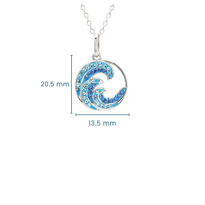 Sterling Silver Blue Crystal Wave Mini Necklace - Mellow Monkey