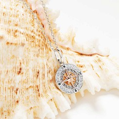 Sterling Silver White Crystal Compass Mini Necklace - Mellow Monkey