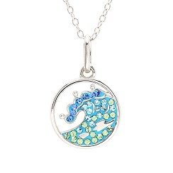 Sterling Silver Blue Crystal Wave Mini Necklace - Mellow Monkey