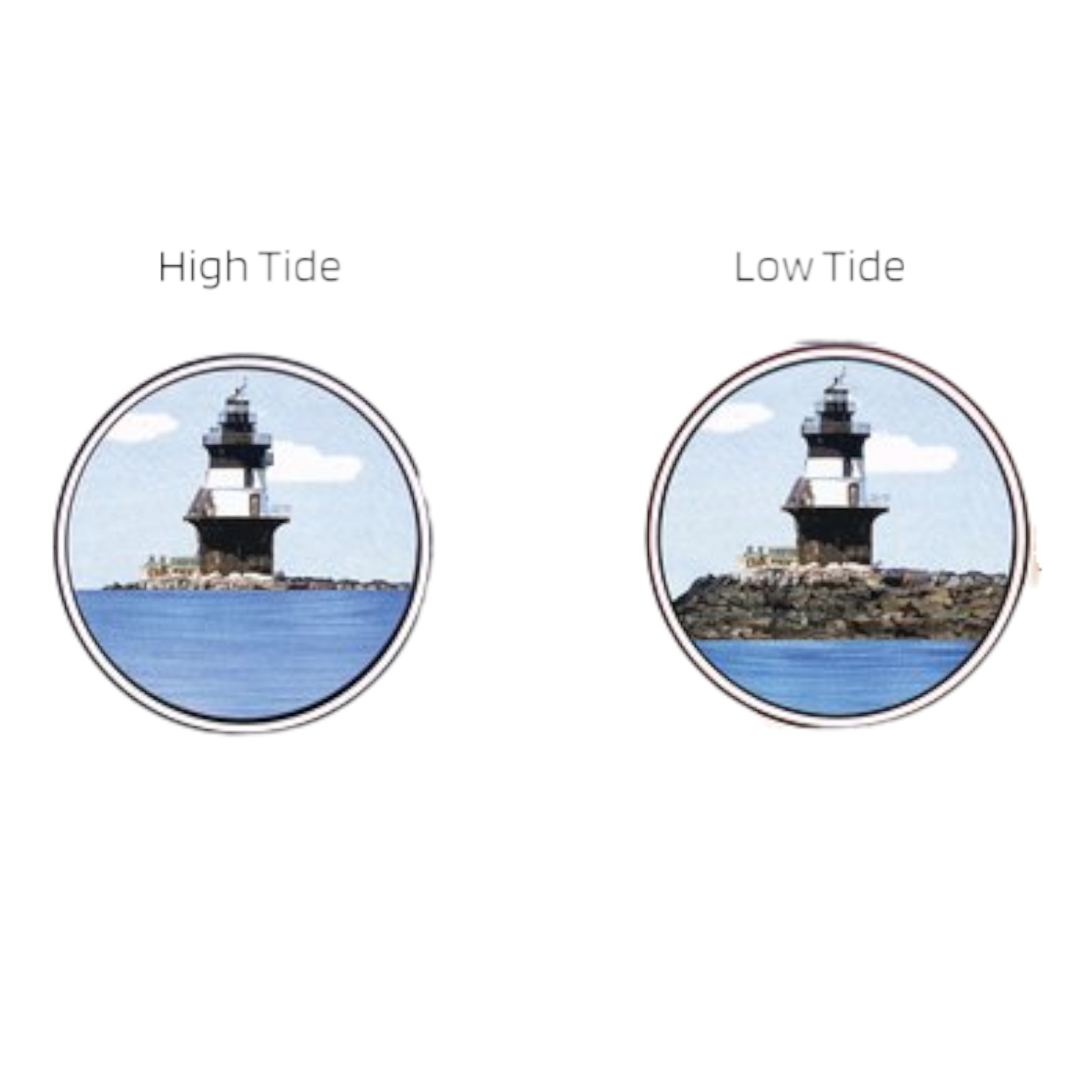 Tidepieces - Peck Ledge Light Norwalk Tide Clock - Black Flat Panel - Mellow Monkey