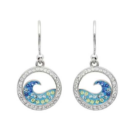 Blue Wave Drop Earrings with Aqua Crystals - Mellow Monkey