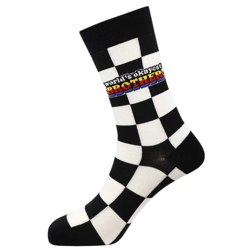 World's Okayest Brother - Natural Bamboo Knit Socks - Mellow Monkey
