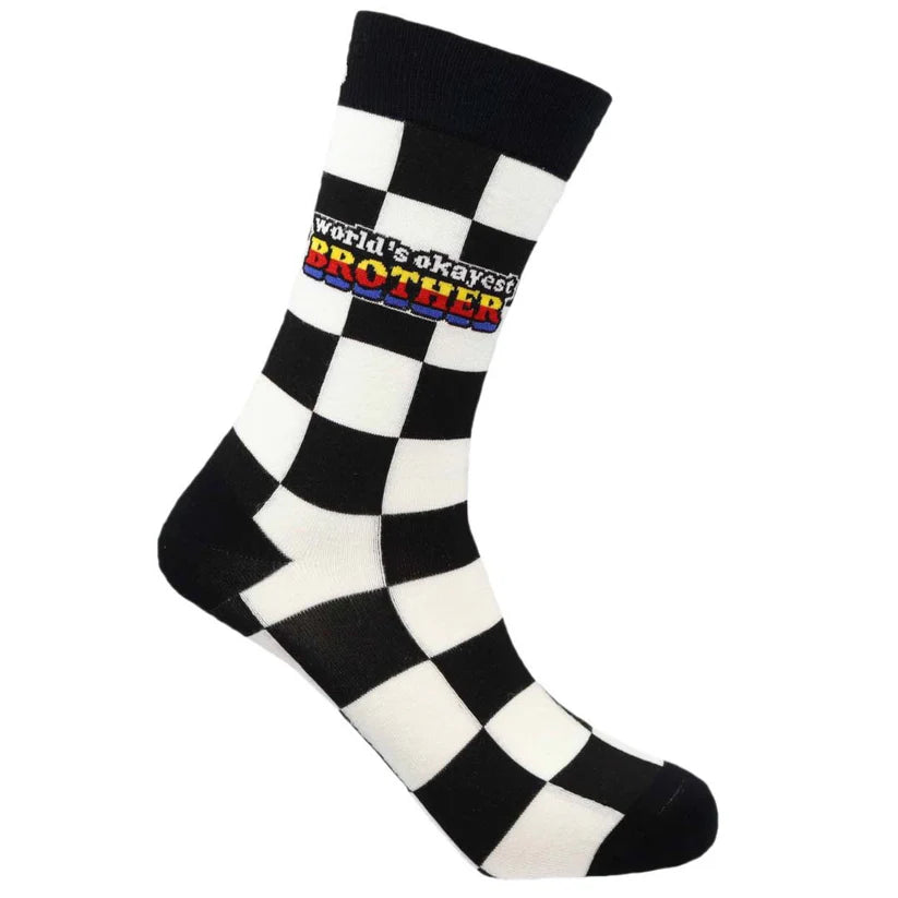 World's Okayest Brother - Natural Bamboo Knit Socks - Mellow Monkey